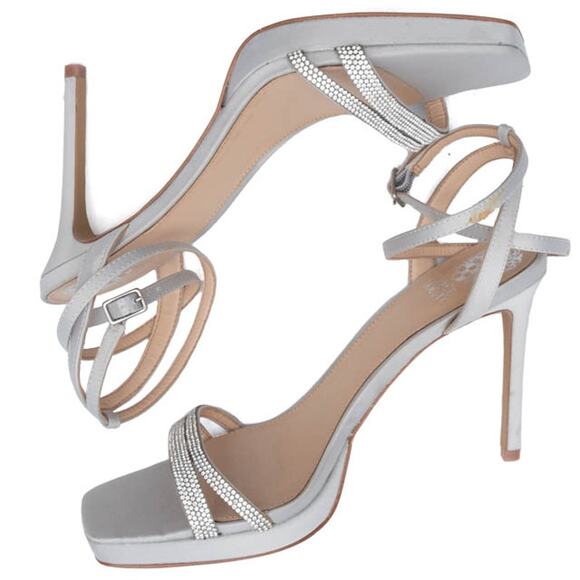 Vince Camuto Gray Silver Satin Kiahna Pumps Heels Size 9